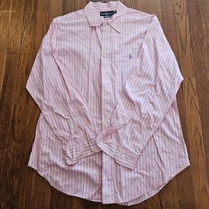 Mens Pink Stripe Ralph Lauren button up shirt 17 -34/35